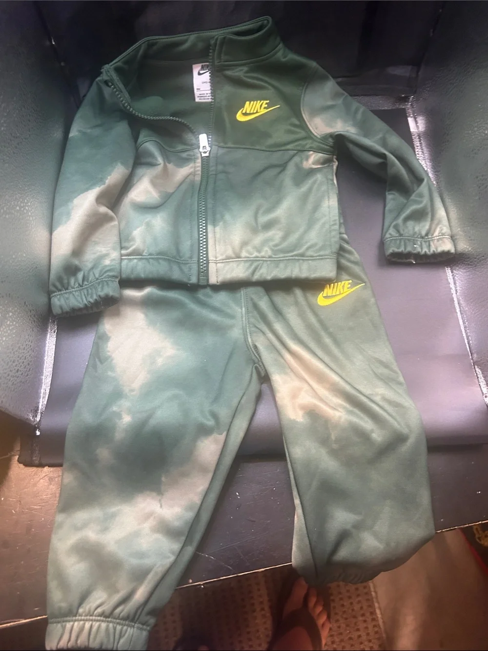 Nike Green Tie-Dye Tracksuit with Yellow Swoosh